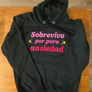 Black Hoodie "Sobrevivo por pura ansiedad" Cotton's Fruits Size S & M